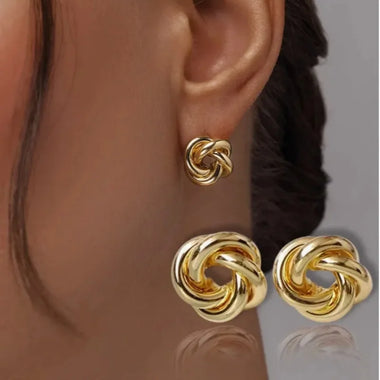 New Fashion HipHop Twist Knot Round Stud Earrings For Women Creative Stainless Steel 18k Gold Plated Minimalist Jewelry Gifts
