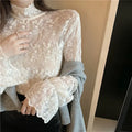 Blouse Women Lace Shirt Mesh Women's Lace-Collared Blouse Autumn and Winter Small Shirt Blusas Ropa De Mujer