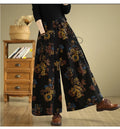 Jeans Retro Autumn Flower Floral Print Fashion Elastic High Waist Ladies Trousers Oversized Long Women Loose Woman Denim Pants