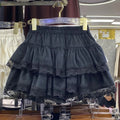 Korean Chic Y2K Sweet Girl's White Princess Mini Skirt Ballet-style Tiered Skirt Elastic High Waist Cake Skirt Shorts All-match