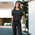 AYUNSUE 16Mm 100% Mulberry Silk Sleepwear Women Summer Clothes Pajama Sets Casual Long Pants Short Sleeve Top Two-piece Пижама