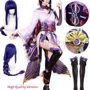 High Quality Raiden Shogun Cosplay Costume Wig Hair Game Impact Raiden Cosplay Women Dress Role Play Outfits