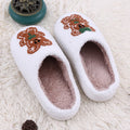 Christmas Plush Slippers Women Home Silent Holiday Gingerbread Cozy Fluffy Shoes Gift for Girls Winter Indoor Unisex Lightweight
