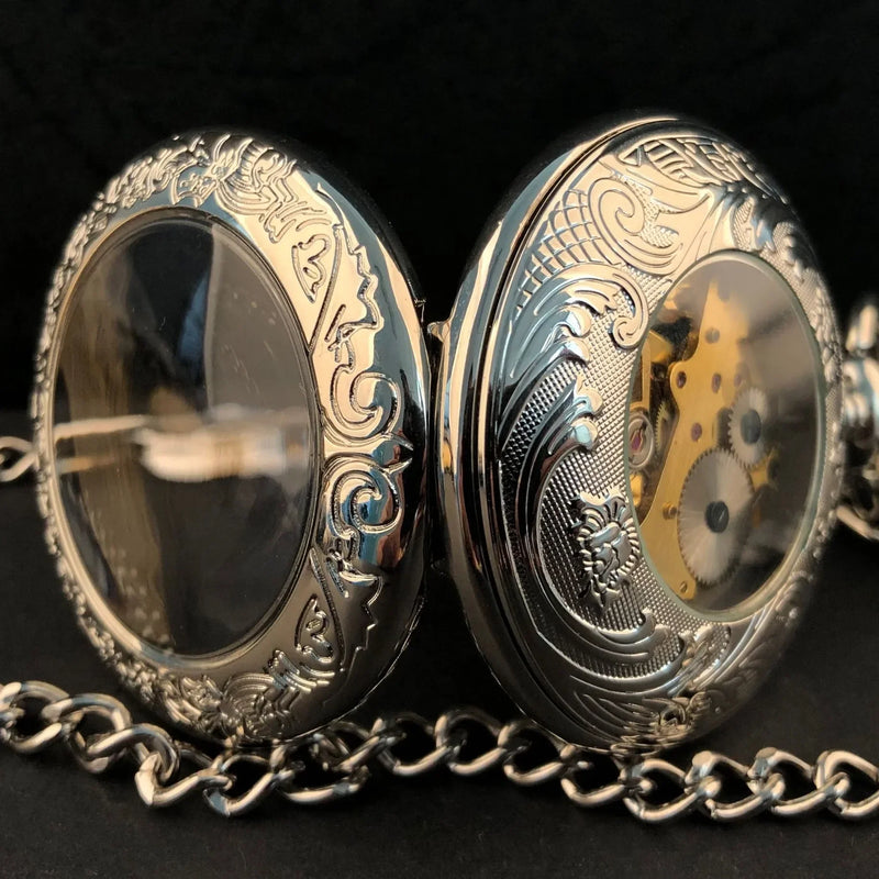 Vintage Ladies Men's Pendant Necklace Pocket Watch Classic Mechanical Pocket Watch Antique Skeleton Retro Hand Wind Fob Watches