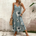 Plus size women's camisole skirt, floral print sleeveless skirt, summer beach leisure vacation  Dress