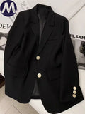 Women's Long Sleeved Blazer Korean Fashion Slim Fit Casual Loose Office Blazer for Spring Autumn