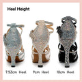 DKZSYIM Rhinestone Women Latin Dance Shoes Latin Salsa Girl Dancing Shoes Black Shiny Ballroom Dance Shoes For Girls Ladies
