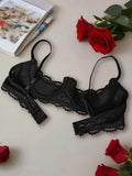 Women's Soft Sheer Lace Quarter Cup Bra Underwire Push Up Sexy Lingerie Open Bust Breathable Skin-Friendly Comfort Brassiere