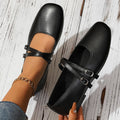 Classic Retro Mary Jane Flat Shoes Fashionable New Women'S Casual Shoes Square Toe Straight Buckle Shallow Mouth Work Shoes