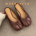 split Toe Shoes Tabis Ballet Flats Women Black Leather loafers Mary Janes Plus Size 44 Butterfly Knot Ballerinas Zapatos mujer