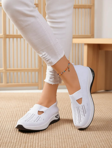 Women's Casual Shoes Women's Shoes, Casual Sports Shoes, Solid Color Breathable Sports Soft-Soled lightweight Walking Shoes, Low-Top Knitted Casual S