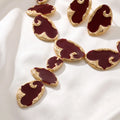 Vintage Burgundy Enamel Jewelry Set Irregular Abstract Necklace Earrings Retro Statement Accessories For Women Party Wear