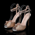 Women Shoes Luxury Wedding Sandals Maogu Women Sandals Fashion High Quality Wedding Shoes Women New Pearls Studs Luxury Peep Toe High Heels Buckle Woman Sandal 43