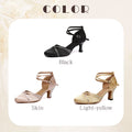Women's Latin Dance Shoes Ballroom Salsa Waltz Tango Square Modern Dance Shoes Ladies Elegant Closed Toe Satin Rhinestone Shoes