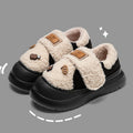 Cute Chunky Platform Lambswool Winter Slippers Women Hook Loop Non Slip Warm Cotton Shoes Comfotable Thick Sole Plush Slippers