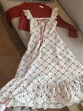 Summer French Elegant Floral Mid Dress Beach Style Korean Fashion Lace Dress 2025 New Bow Sashes Shirt Vestidos