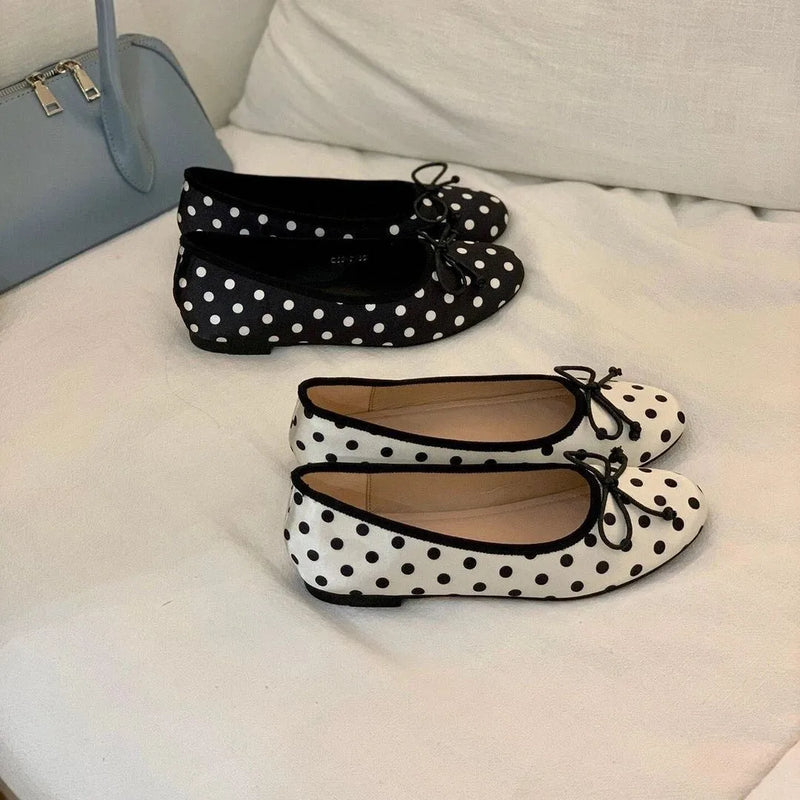 Fashion Silk Women Ballet Flats Shoes Luxury Designer Shallow Female Round Toe Butterfly-Knot Ladies Slides Shoes