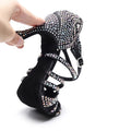 Women Shoes Latin Dance HROYL Ballroom Latin Dance Shoes Ladies Girls New Silk Satin Shiny Rhinestone Cuban High Heels Party Salsa Dance Shoes Women