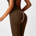Women Yoga Seamless Peach Booty One-Piece Yoga Bodysuit - V-Back Tummy Control Gym Outfit for Women - Sexy Workout Jumpsuit Fitness Bodycon