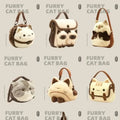 Cute Fluffy Kitten Plush Backpack Lovely Cartoon Cat Clutch Bag Adorable Soft Handbag for Women Girls Kids Daily Shopping Travel