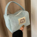 Plush Cosmetic Bags for Women Cute Soft Handbag Summer Fashion Large Capacity Trendy Storage Bag with Handle for Daily & Travel