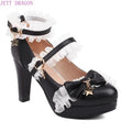 Pumps Women's Shoes Spring and Autumn New Style Fashion Shallow Mouth Butterfly-knot Sweet Lolita  Lace Party Plus Size 45