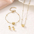 Stainless Steel Gold Color Heart Love Chain Necklace Bracelets Earrings For Women Girl New Fashion Non-fading Jewelry Set