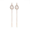 Drop Ear Line Long Hanging Earrings for Women Rose Gold Color Zircon Crystal Piercing Threader Earing Ear Accessories Jewelry