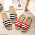 Summer Couple's Linen Slippers - Striped Fashion Non-Slip Comfort Indoor EVA Floor Breathable Sandals