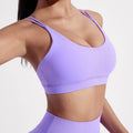 Women Sport Bra Fitness Solid Color Cross Fitness Bra Soft High Strength Women Tight Sport Top Comprehensive Training Gym Yoga Underwear With Chest Pad