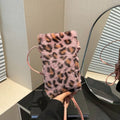 Fashion Women Cow Print Plush Underarm Bag Winter Fluffy Mini Shoulder Bag Zebra Leopard Pattern Small Tote Handbag Purse