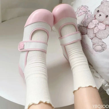 Small cute round toe flat sole shoes for spring and summer versatile color blocked casual simple daily not tiring women's shoes