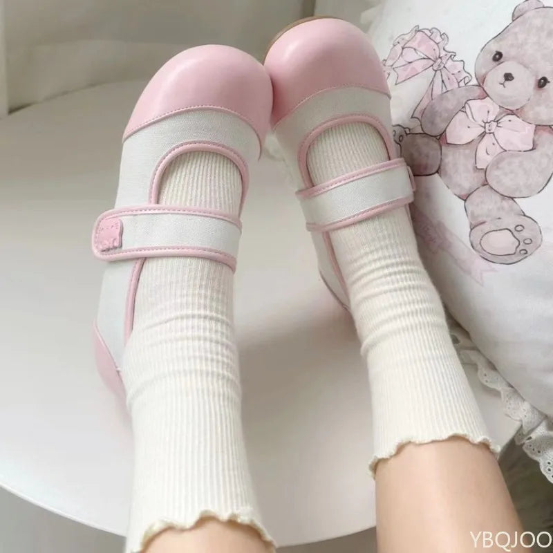 Small cute round toe flat sole shoes for spring and summer versatile color blocked casual simple daily not tiring women's shoes