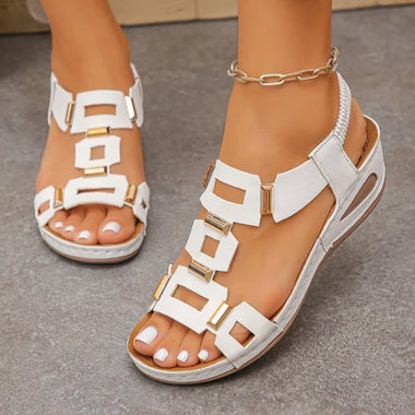 2026 Vintage Women's Wedge-Style Sandals Breathable Lightweight Elastic Slip-On Casual Oversized Summer Beach Shoes Size 36-43