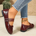 Spring and Autumn New Square Toe Comfortable Work and Leisure Shoes for Women Fashionable and Hot Selling Sexy Bow Flat Shoes
