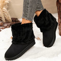 2026 Fashion Solid Color Ribbed Cuff Design Comfort Women's Snow Boots Winter New Simple Round Toe Outdoor Casual Women Boots