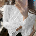 Blouse Women Lace Shirt Mesh Women's Lace-Collared Blouse Autumn and Winter Small Shirt Blusas Ropa De Mujer
