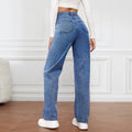 2026 New European and American High-Waisted Water-Washed Women's Jeans Long Fashionable and Versatile Straight-Leg Pants