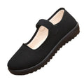 Women Winter Mary Jane Cotton Shoes Thick Fleece Lined Mom Flats Hook&Loop Strap Non-slip Soft Sole Ladies Casual Walking Shoe