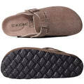 Asgard Women's Genuine Leather Clogs Soft Cork Footbed Cow Suede Mules With Adjustable Strap Fashion Comfort Slip on Slippers