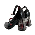 Designer Women Punk High Heels Pumps Gothic Leather Shoes Rose Heeled Leather Lolita Shoes Woman Ankle Straps Mary Jane Shoes