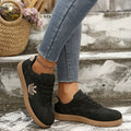 Women's 2026 Fall Women's Fashion Suede Sneakers with Double Buckle Metal Details Lightweight Breathable Comfortable Casual Flats