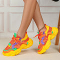 VEAMORS Trendy Chunky Shoes for Women Platform Casual Sneakers Mesh Walking Shoes Breathable Fashion Platform Dad Shoes Lace-up