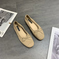 2025 Soft Sole Leopard Shoes Woman Bowtie Flock Ballet Flats Barefoot Loafers Ladies Daily Mocassines Slip On Dress Office Shoes