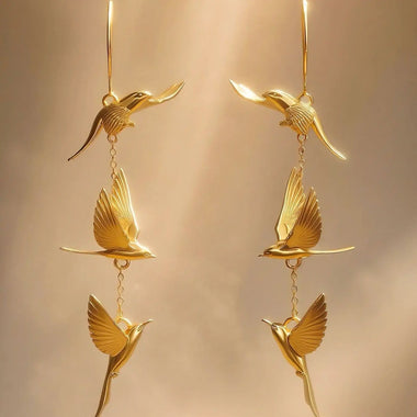 Personalized Retro Swallow Tassel Long Earrings For Women Temperament Gold Bird Earrrings Office Party Jewelry Accessory Gift