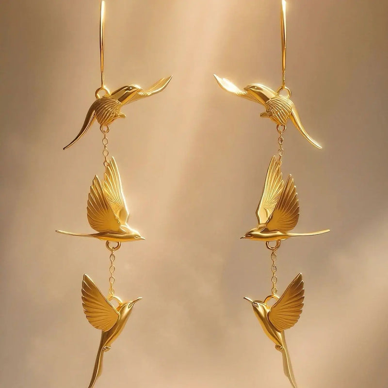 Personalized Retro Swallow Tassel Long Earrings For Women Temperament Gold Bird Earrrings Office Party Jewelry Accessory Gift