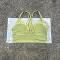 Solid Color Soft Cross Back Women Fitness Bra Tights Yoga Vest High Strength Shockproof Gym Sports Top Push Up With Chest Pad