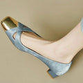 2026 Spring/Fall Hollow-Out Women's Flats - Patchwork Chunky Heel Shallow-Cut Vintage Shoes, Temperament Commuter Fashion Shoes