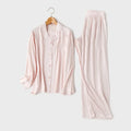 High Quality Couples Sleepwear Casual Solid Color Long Sleeve Long Trousers Pajama Set Couple Cotton Viscose Sleepwear Set