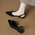 Spring New Women Sandal Fashion Pointed Toe Shallow Slip on Dress Mules Shoes Thin Low Heel Slingback Sandals